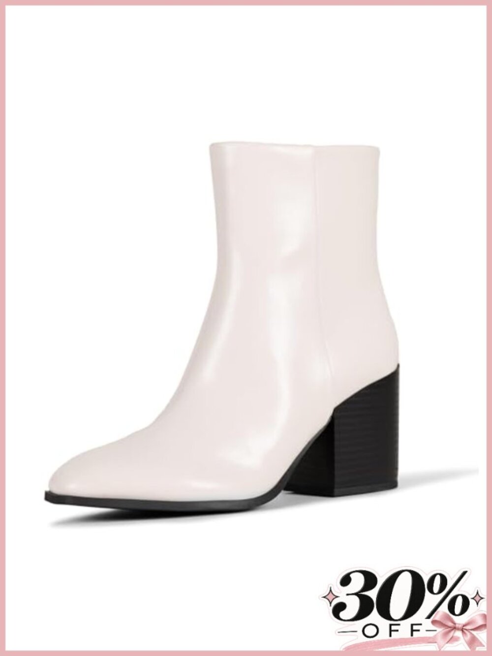 Women's Faux Leather Ankle Booties with Memory Foam Insole and Side Zipper
